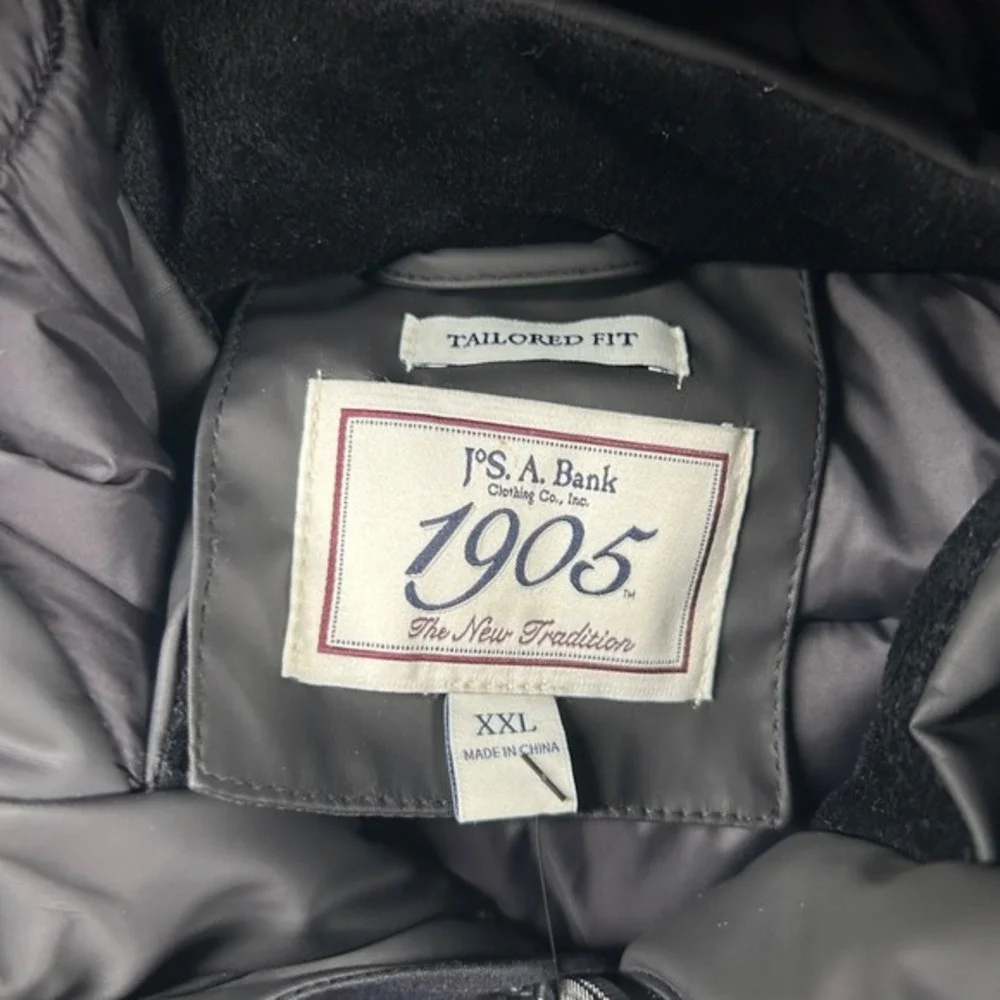 Jos A Bank Jacket Mens 2xl Tailored Fit Soft Shell Hooded Full Zip Lined‎ Puffy